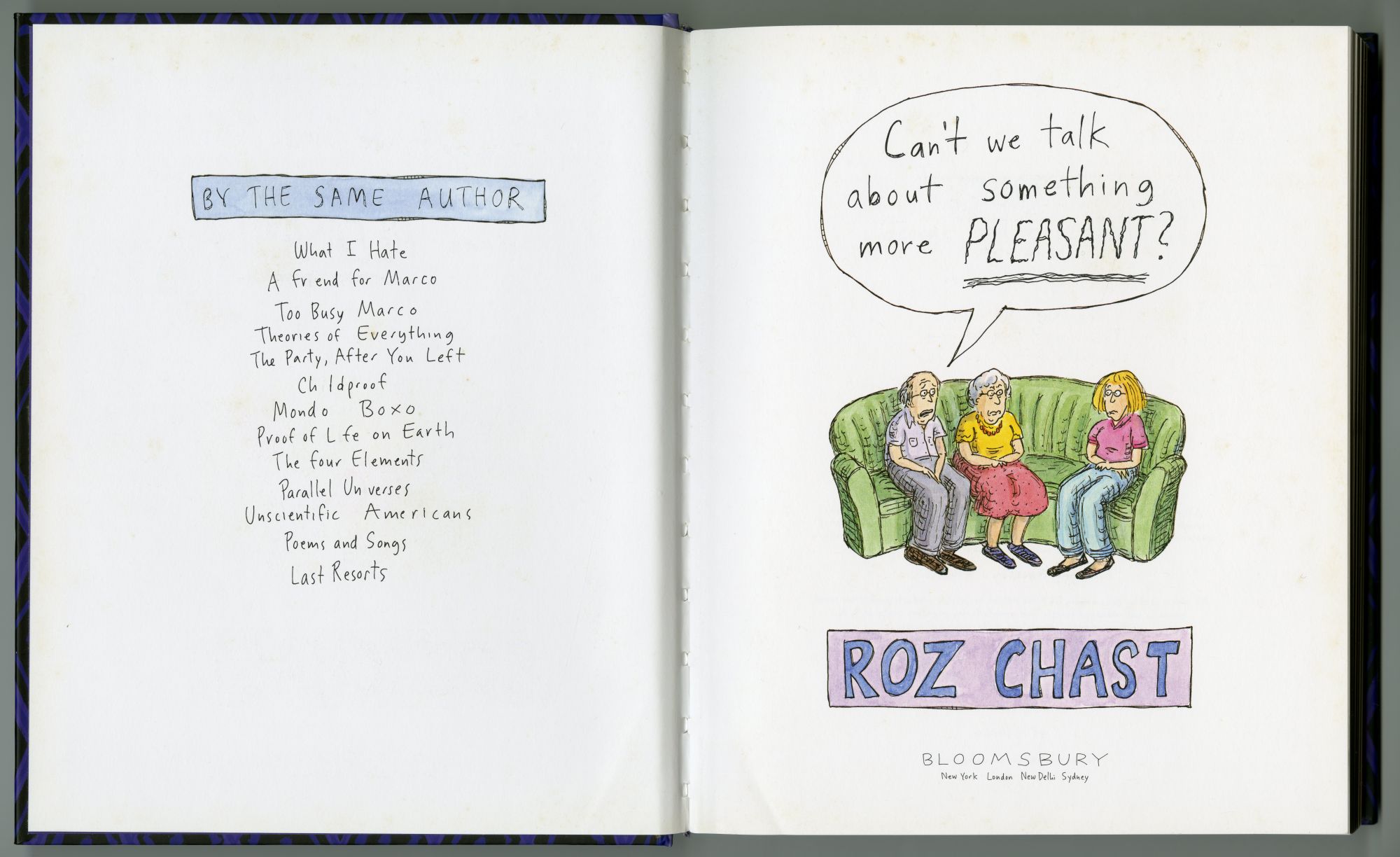 Roz Chast『Can't We Talk About Something More Pleasant?』（2014年、Bloomsbury） 扉